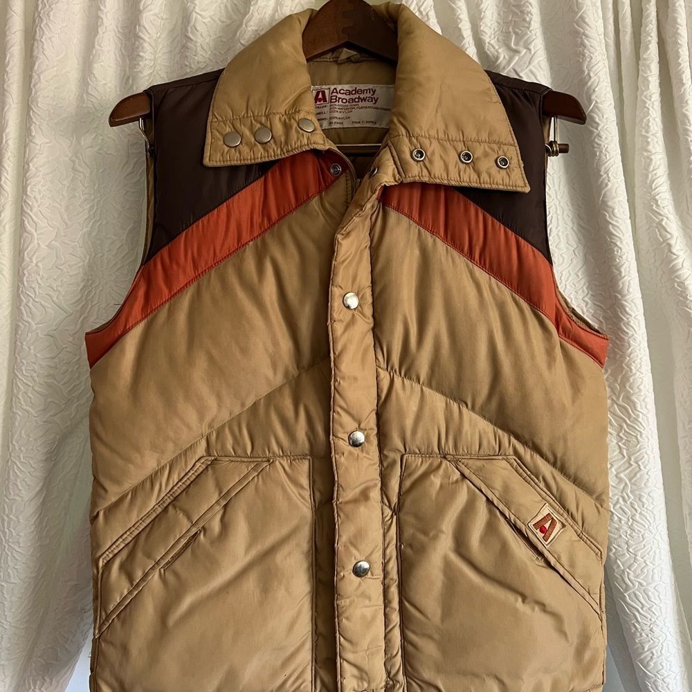 Tan and Brown Quilted Vintage-Style Vest